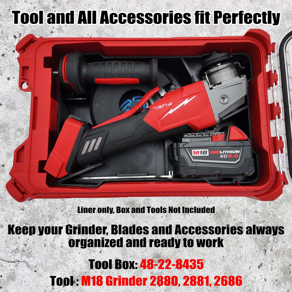 M18 Cut-Off Grinder Packout Organizer: Tool, Blade, Battery Liner - Version 3