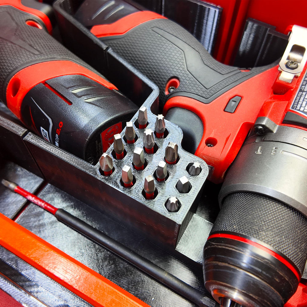 M12 Drill Driver Organizer for Milwaukee Packout 2 and 3 Drawer Tool Boxes