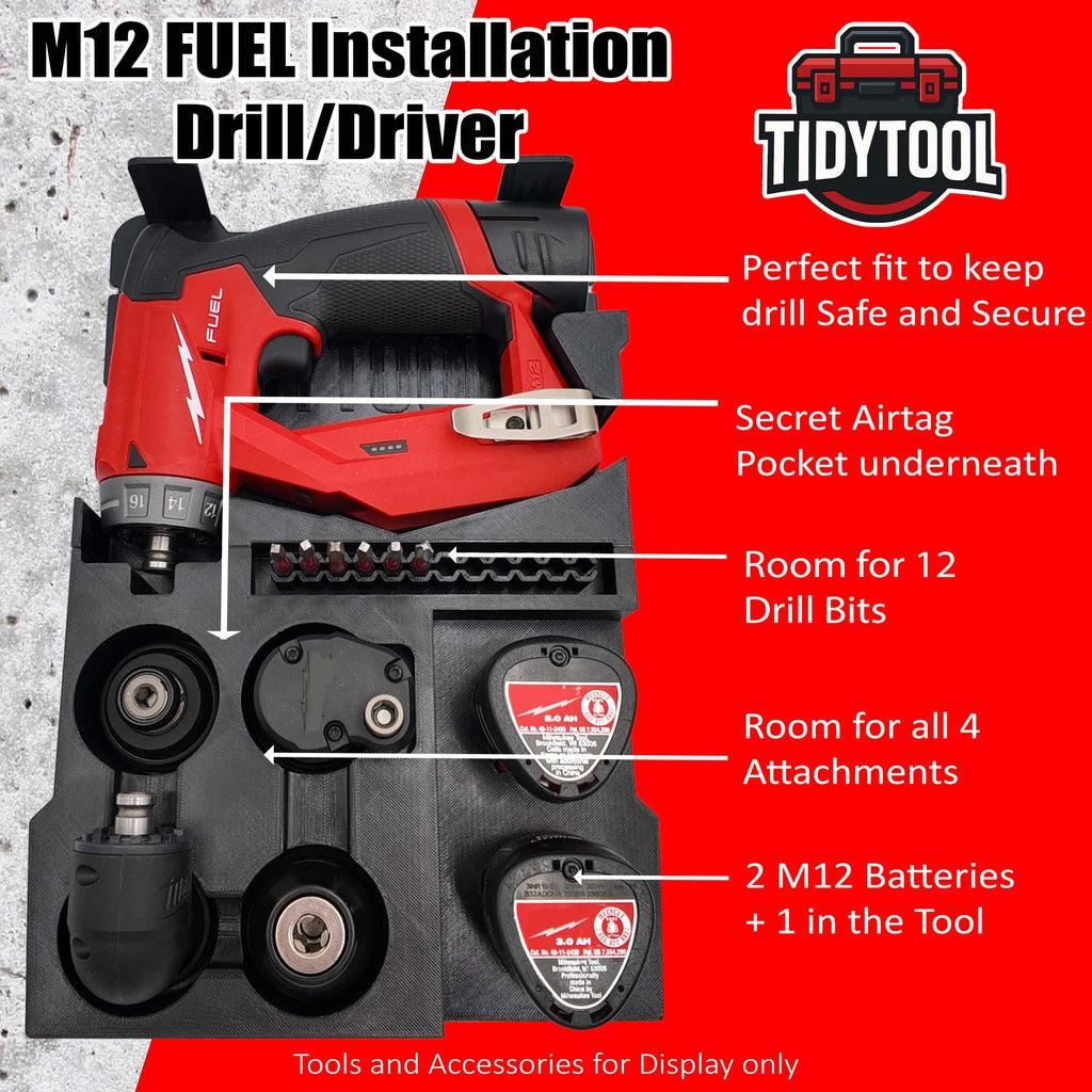 M12 Fuel Installation Drill Organizer for Milwaukee Compact Packout (Version 3)