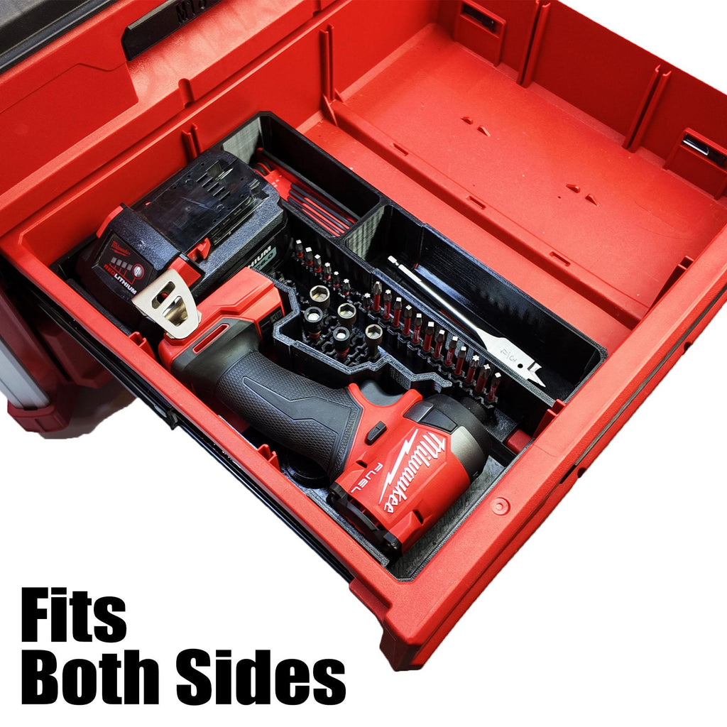 Milwaukee M18 Impact Driver Organizer for Packout Drawers, Bit Storage, GPS Tracker Compartment