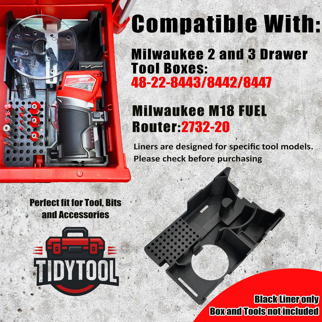 M18 Router Organizer for Milwaukee Packout 2 and 3 Drawer Tool Boxes