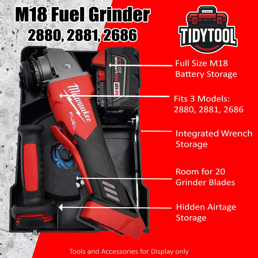 M18 Cut-Off Grinder Packout Organizer: Tool, Blade, Battery Liner - Version 3