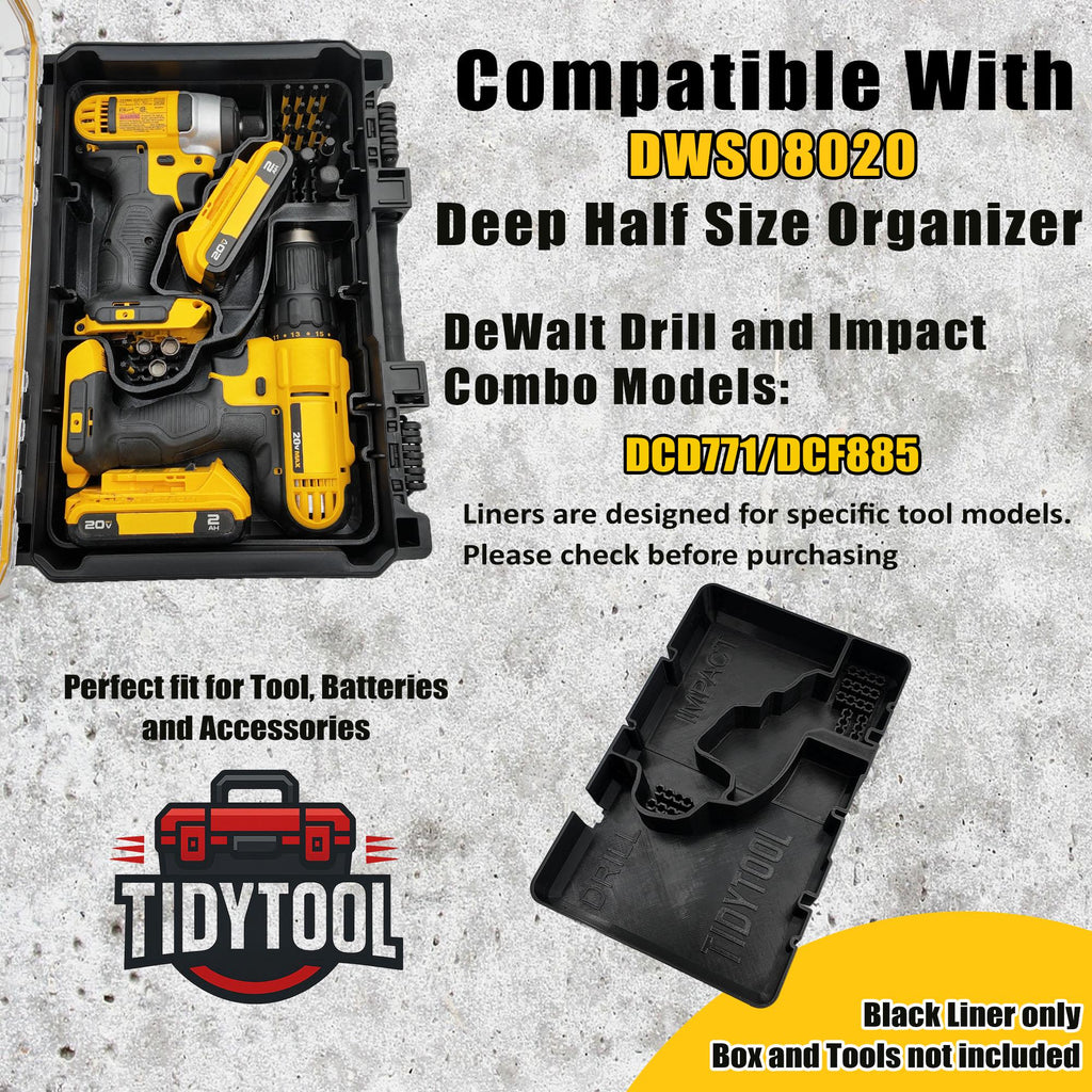 Dewalt 20V MAX Drill Impact Driver Organizer Insert for Deep Compact Organizer