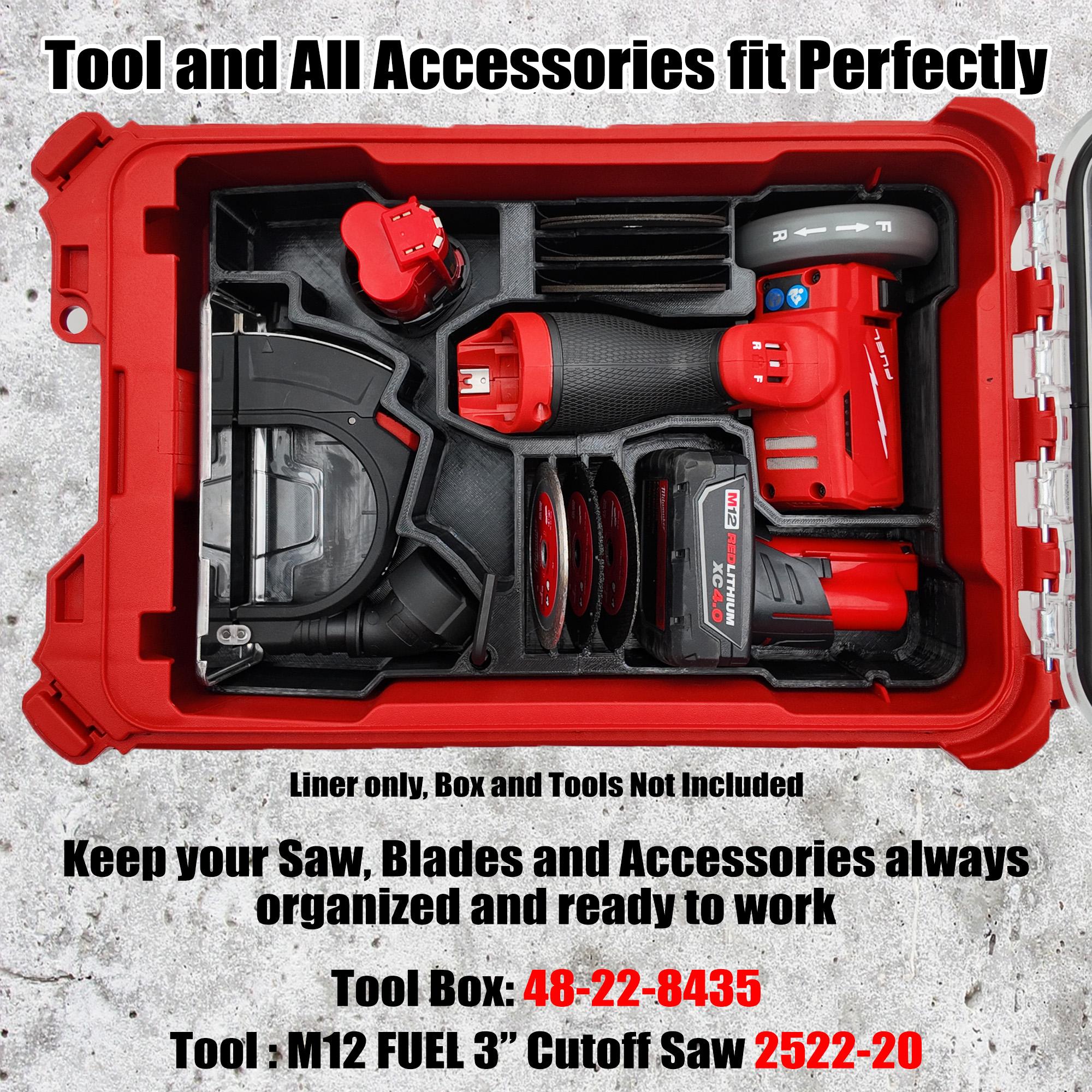 M12 Fuel 3" Compact Cut Off Tool Organizer for Milwaukee Compact Packout