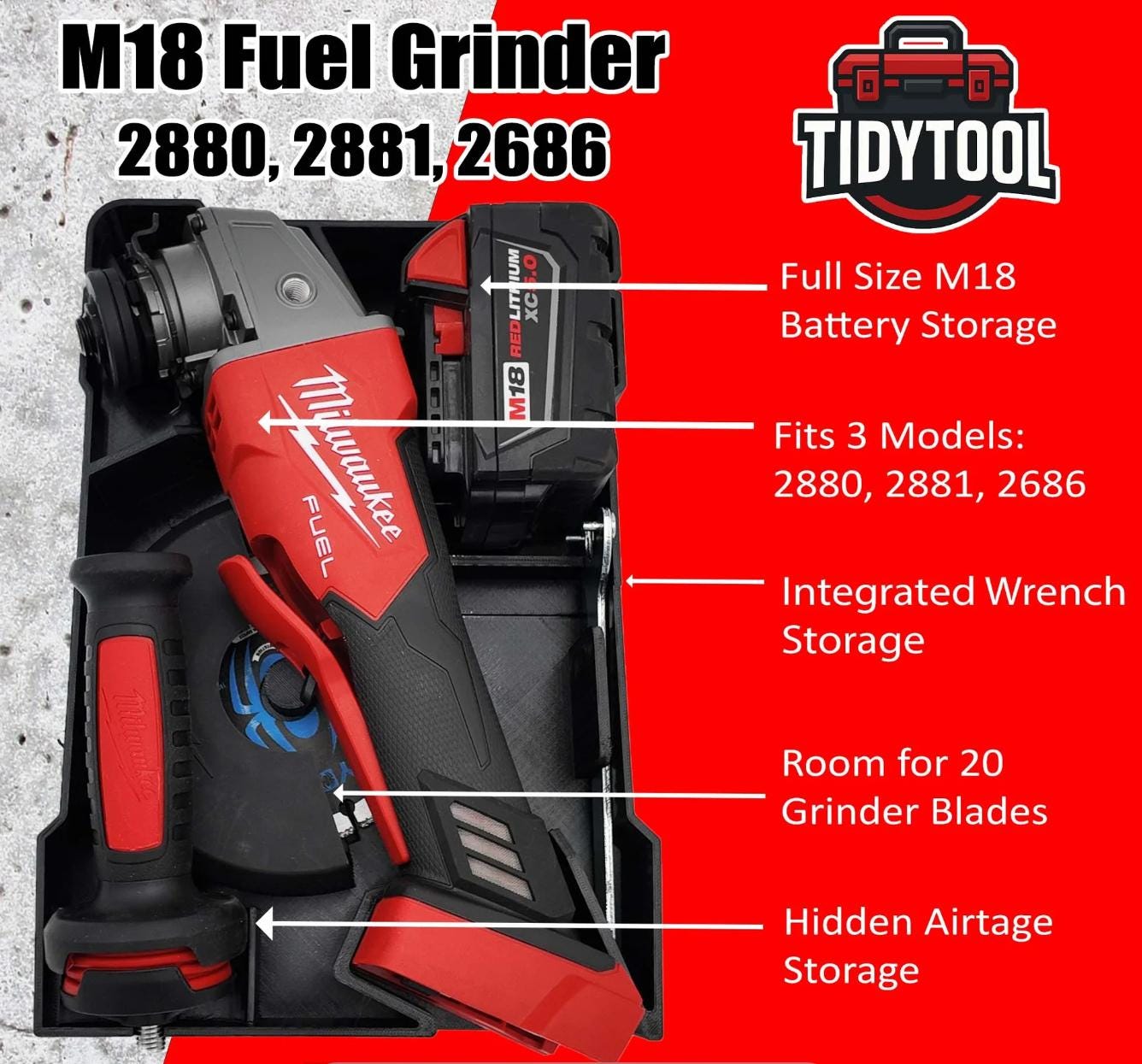 M18 Router Organizer for Milwaukee Compact Packout  Version 2