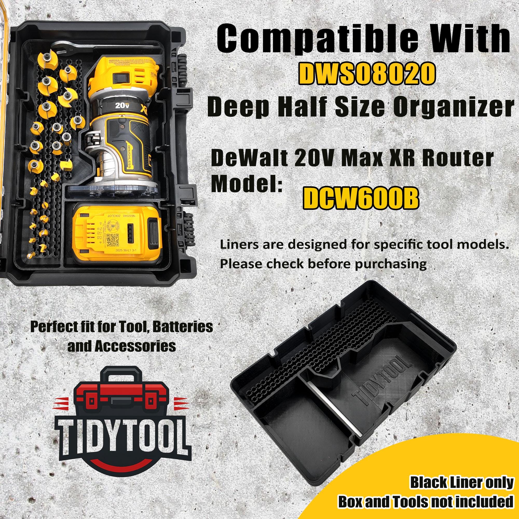 DeWalt DCW600B Router Insert for DWST08020 Organizer with Battery and Bit Storage