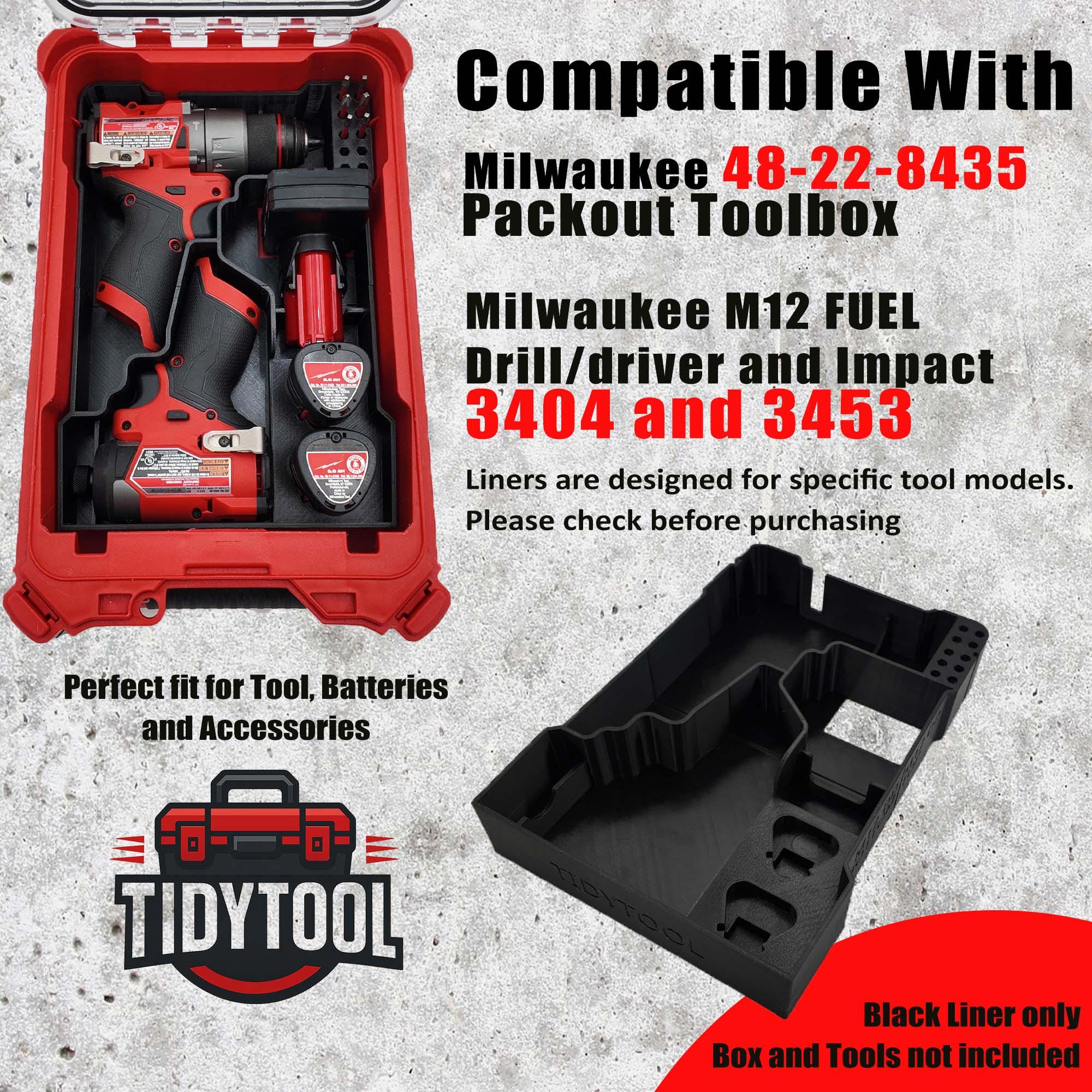 M12 Fuel Drill Driver Organizer For Milwaukee Compact Packout (Version 3)