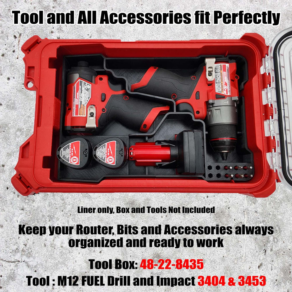 M12 Fuel Drill Driver Organizer For Milwaukee Compact Packout (Version 3)