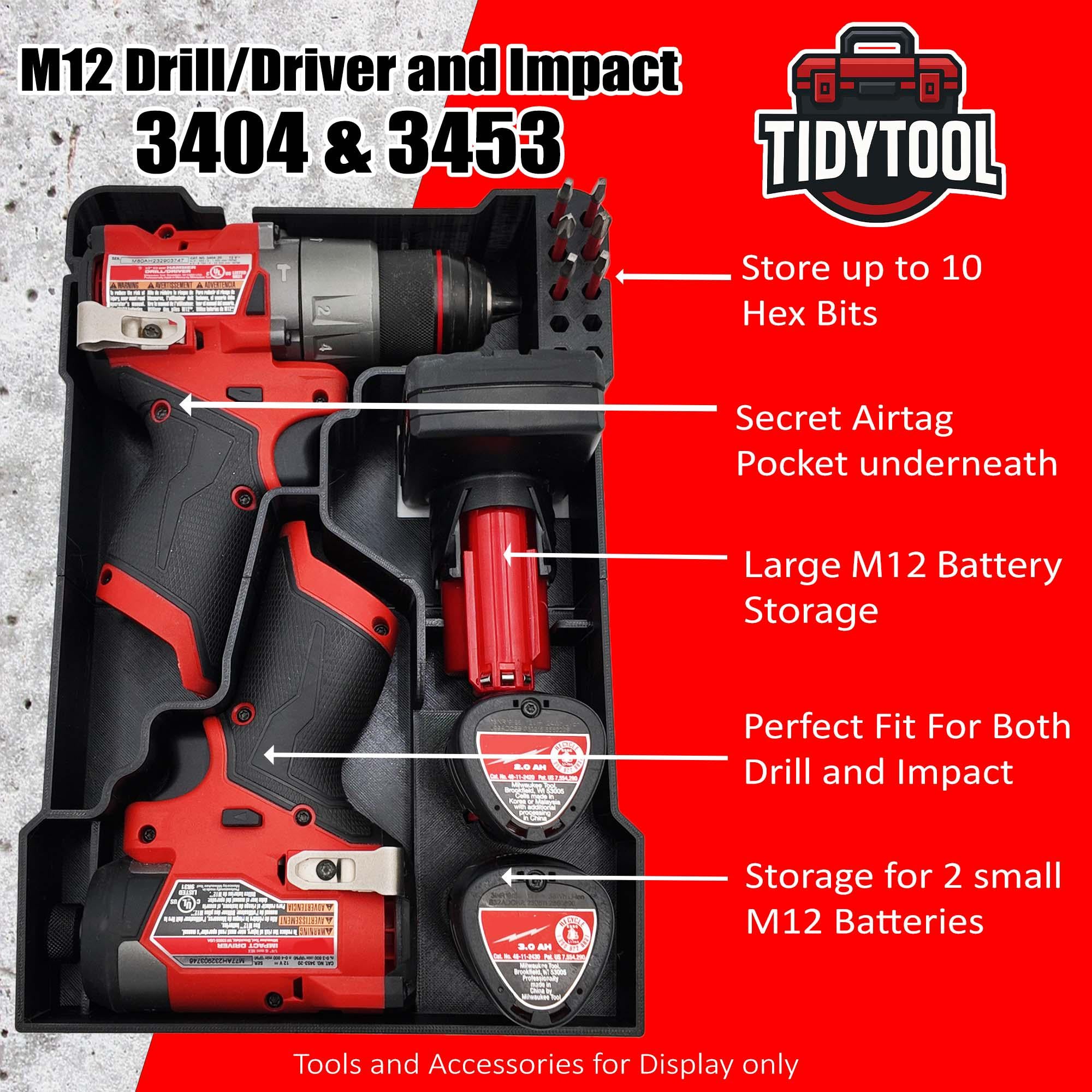 M12 Fuel Drill Driver Organizer For Milwaukee Compact Packout (Version 3)