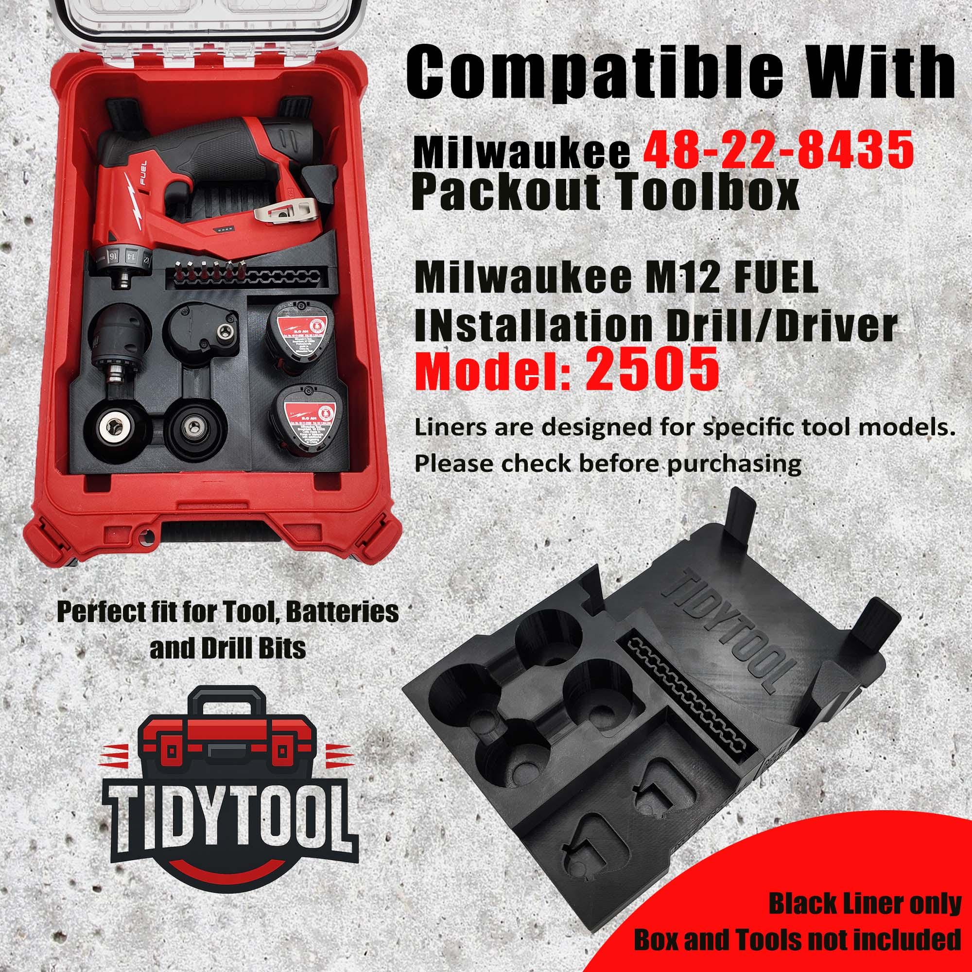M12 Fuel Installation Drill Organizer for Milwaukee Compact Packout (Version 3)