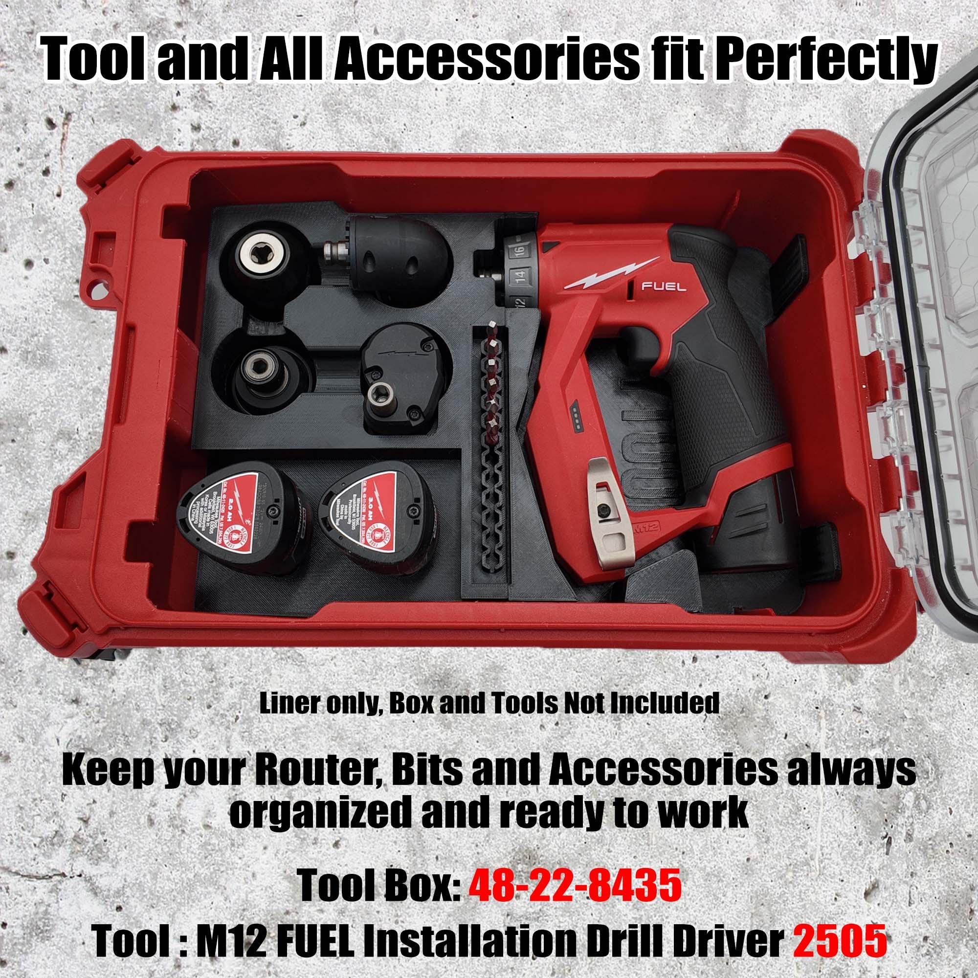 M12 Fuel Installation Drill Organizer for Milwaukee Compact Packout (Version 3)