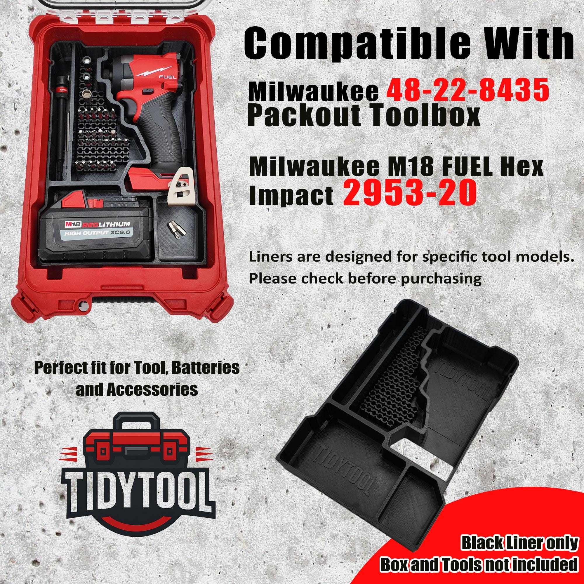 M18 Fuel 1/4" Hex Impact Driver Organizer for Milwaukee Compact Packout