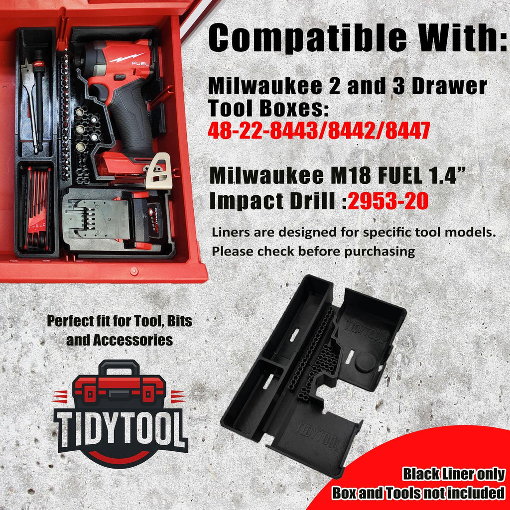 Milwaukee M18 Impact Driver Organizer for Packout Drawers, Bit Storage, GPS Tracker Compartment