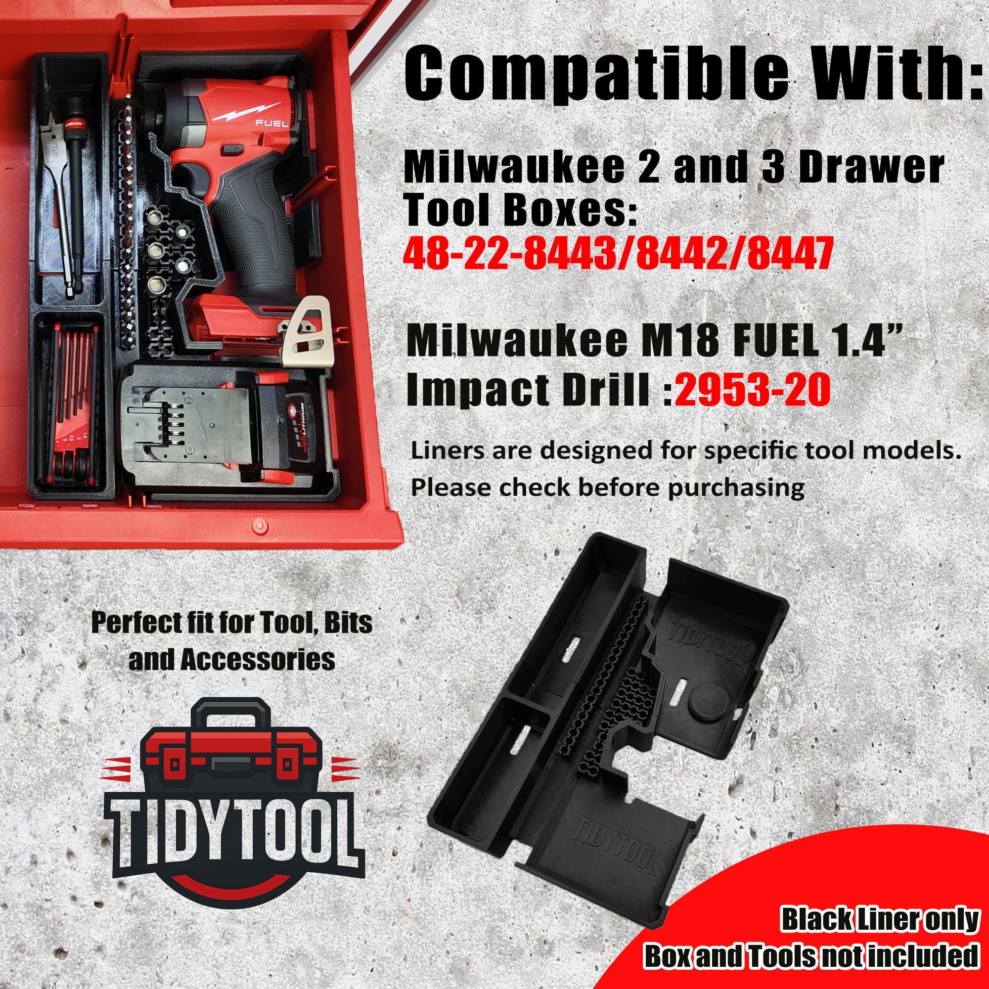 Milwaukee M18 Impact Driver Organizer for Packout Drawers, Bit Storage, GPS Tracker Compartment