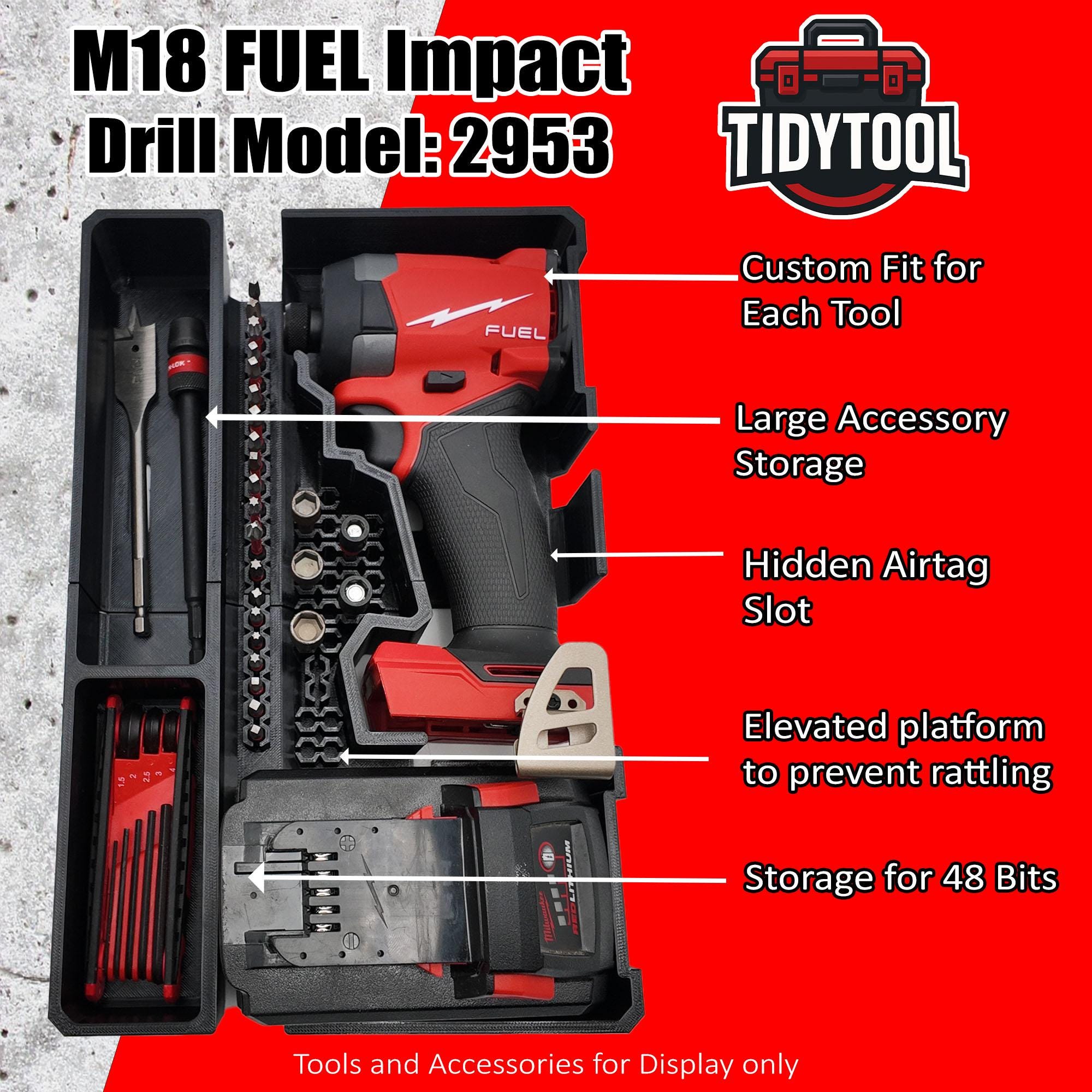 Milwaukee M18 Impact Driver Organizer for Packout Drawers, Bit Storage, GPS Tracker Compartment