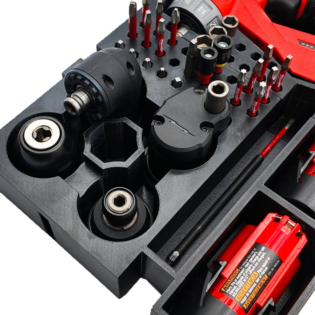 M12 Fuel Installation Drill Organizer for Milwaukee Packout 2 and 3 Drawer Tool Boxes