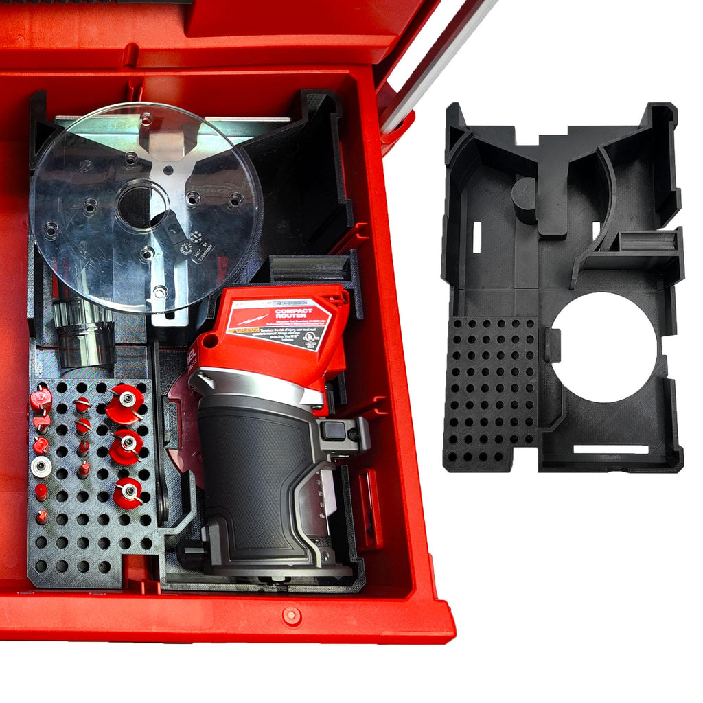 M18 Router Organizer for Milwaukee Packout 2 and 3 Drawer Tool Boxes