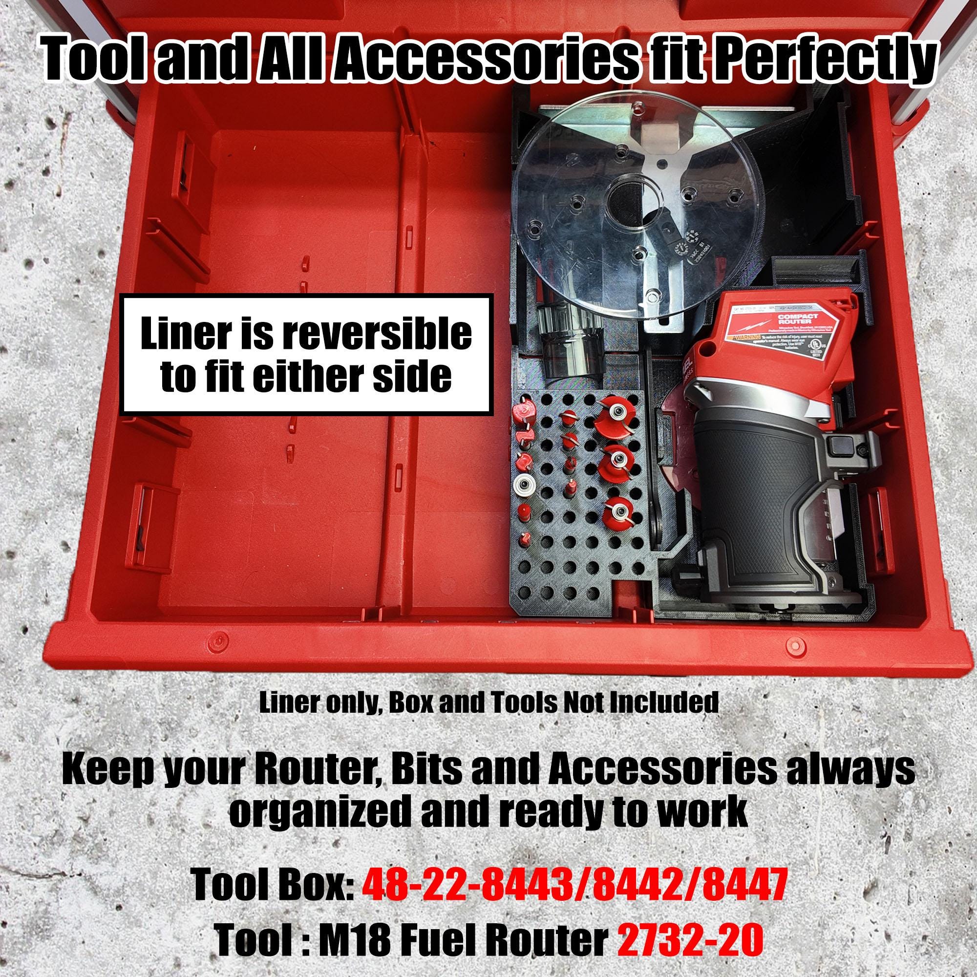 M18 Router Organizer for Milwaukee Packout 2 and 3 Drawer Tool Boxes