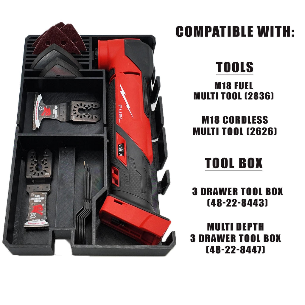 M18 Multitool Organizer for Milwaukee Packout 2 and 3 Drawer Tool Boxes