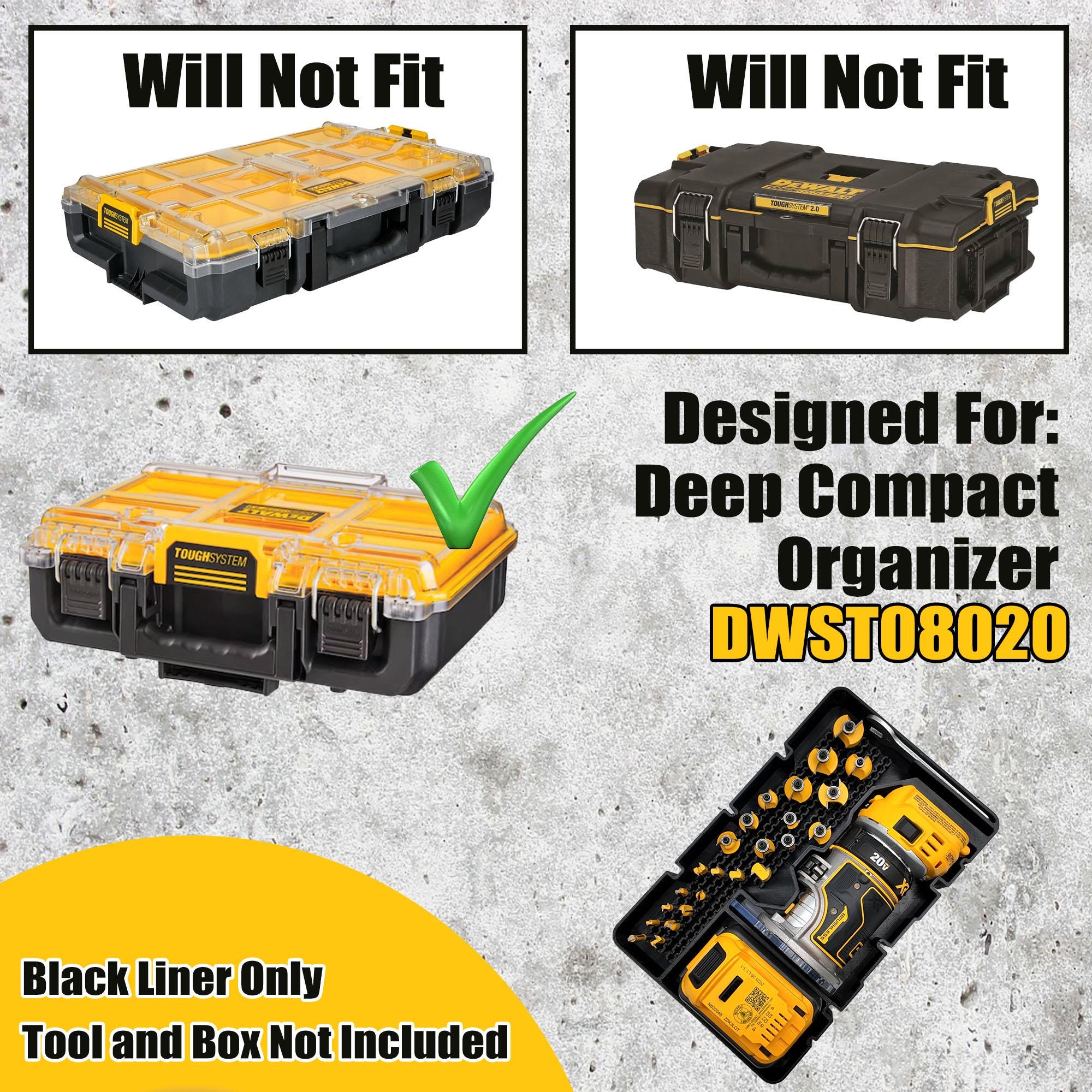 DeWalt DCW600B Router Insert for DWST08020 Organizer with Battery and Bit Storage