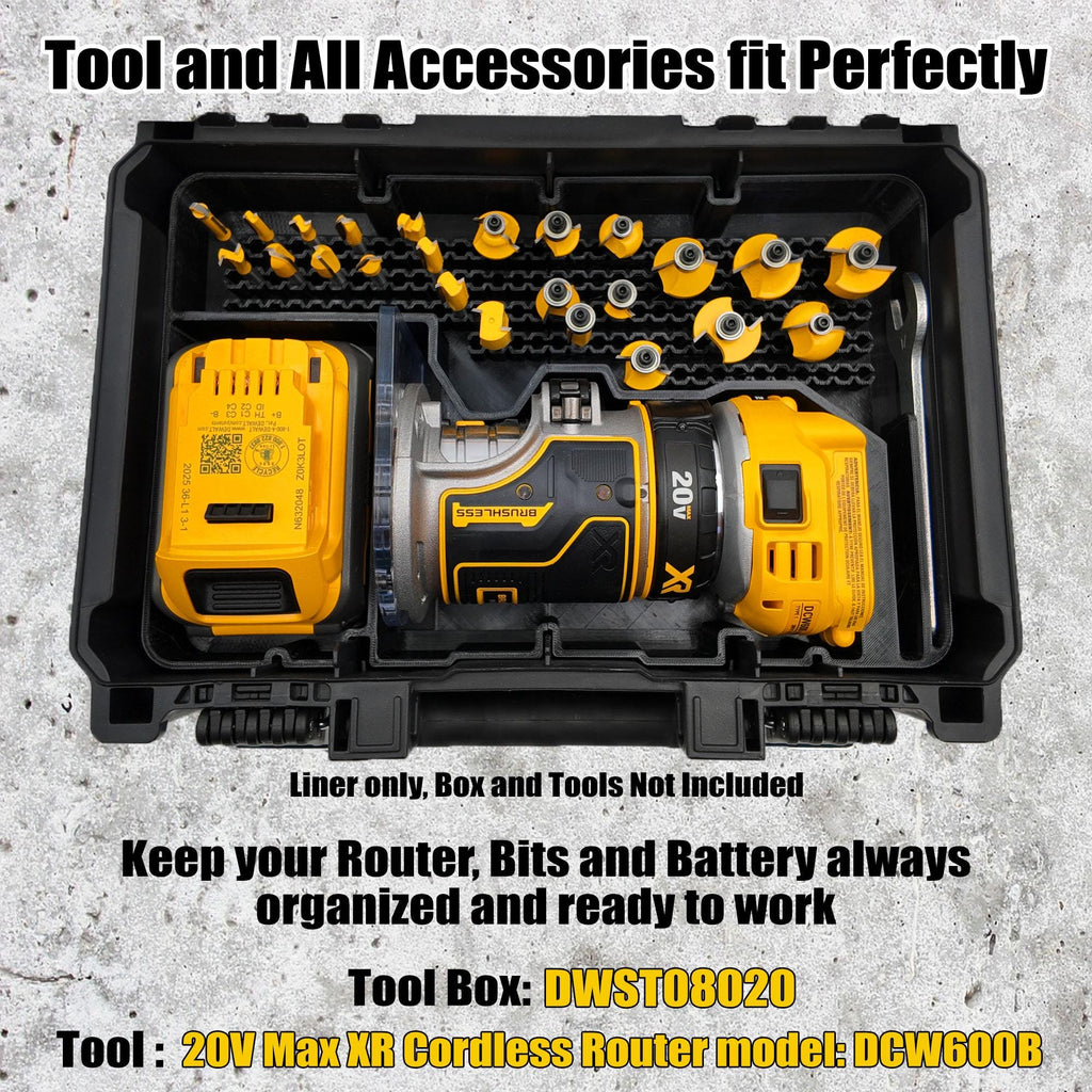 DeWalt DCW600B Router Insert for DWST08020 Organizer with Battery and Bit Storage